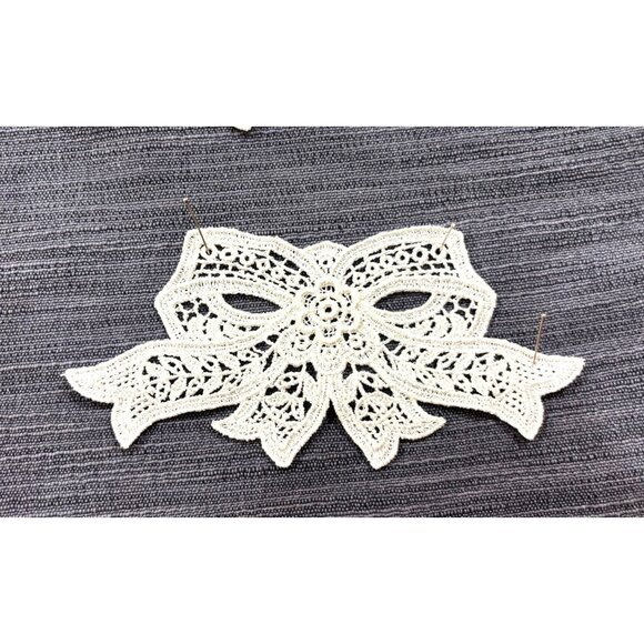 Set Of 6 Intricately Designed Ivory Bow Lace Appliques, Wedding Dress, Bridal Go - Picture 9 of 11